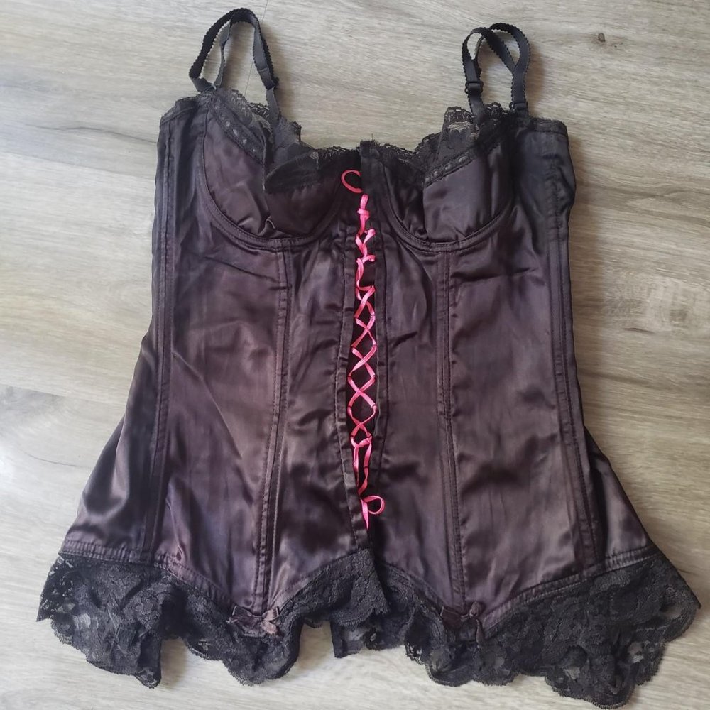 vintage burlesque black and pink corset